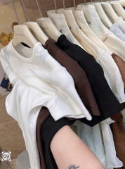 A641-Combo 3 Áo thun cộc tay cotton trắng đen nâu