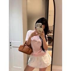 A380-Áo len thừng màu hồng thêu ngực dày dặn full tem hàng nhà máy