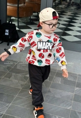 Bt744- bộ nỉ bông Marvel chữ ngực nhiều màu mix quần đen