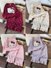 bt691- Bộ kitty 5 màu beo in bé gái chất cotton đẹp