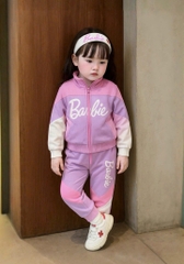 BN110-Bộ gió lót nỉ dài tay bé gái BABIE hồng tím