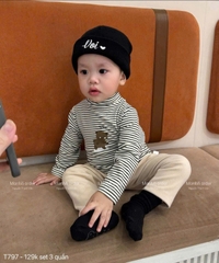 CB419-combo 3 legging nỉ lông bé gái tông nâu