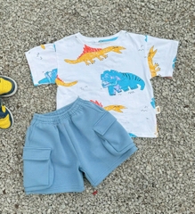 BT503- Bộ KL loang áo cotton mix quần cua túi hộp xanh nhạt