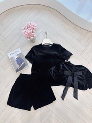 Set740- SET NHUNG PHỐI REN NƠ SAU