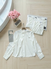 ✨A218- ÁO SƠ MI LỤA TRẮNG CỔ CÁCH ĐIỆU DÀI TAY