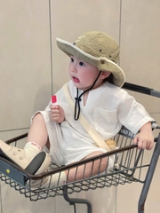 BT949-Bộ đũi trắng linen cộc tay cho bé