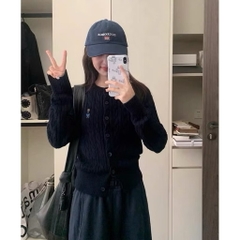 A559-Áo len cadigan  màu xanh than thêu gấu W