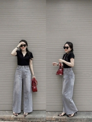 Quan079- Quần jean suông xám