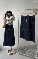 Cv013- CV jeans xoè màu đậm dáng dài 85cm