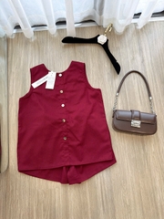 Set958- Set đũi lien sát nách đỏ cộc có cúc lưng
