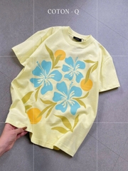 A476-Ao thun vàng in hoa full tem dáng suông loại đẹp