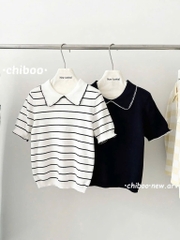 A321-Áo len cộc tay dệt kim cổ sen hàng nhà máy