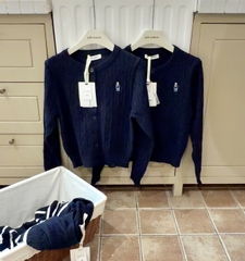A676-Áo len cadigan bặn thừng thêu gấu nhiều màu hàng nhà máy đủ tem