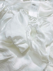 SET654-Set áo đũi trắng nơ lưng phối quần short 2 lớp