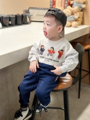 BN181 (9-26kg) Bộ thu đông dài tay bé trai TENNI phối xanh xám VNXK