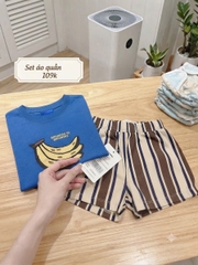 BT1030- Bộ cotton Xanh-Vàng in chuối
