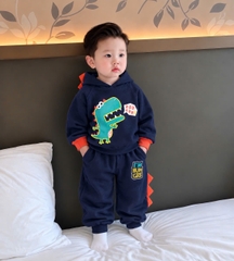 BT068- Bộ nỉ bông mềm KL vây xanh than mũ 2 lớp minibebe