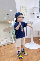 BT175- Bộ cotton mix quần cua RABBIT xanh trắng thêiu