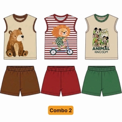 BT989- Combo 3 bộ cotton balo ĐỎ -NÂU- XANH trẻ em