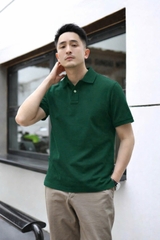 A609- Áo polo  nam màu xanh rêu thêu ngực hàng nhàmáy đủ tem