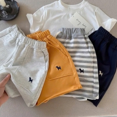 cb426- Combo 4 quần thun thêu cạp chun túi hông tông vàng trắng