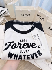 Set1050- Set áo thun forever phối quần suông kẻ