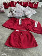 quan90097- Chân váy jeans màu đỏ có lót quần cạo bán chun