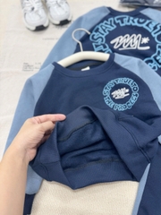 bt731- Bộ nỉ da cá xanh than huy hiệu quần suông