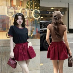 quan90097- Chân váy jeans màu đỏ có lót quần cạo bán chun