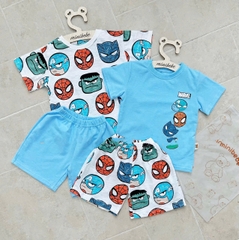 CB332- Combo 2 bộ xược xanh trắng NHỆN in full mặc dáng cộc