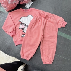 BN099- Bộ nỉ bông SNOPY hồng cam trẻ em  VNXK