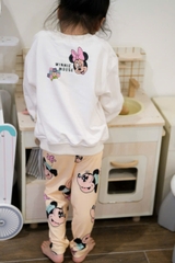 Bn148- (8-25kg)- Bộ nỉ thu đông dài tay bé gái Mickey cam trắng VNXK