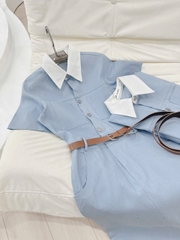 DAM146- VÁY đen đính đá phố cổ trắng dáng xoè