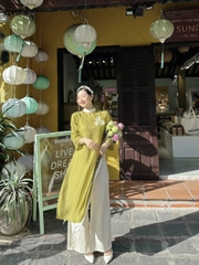 SET ÁO DÀI PHỐI CỔ HOA NGỰC KẾT CƯỜM 💎p