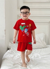 ✌🏻CB332- Combo 2 bộ cotton đỏ xám in siêu nhân dáng cộc