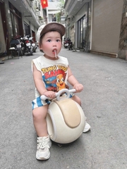 Bt576- Bộ Tung Tung màu be quần kẻ xanh