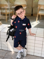 ❤️BT968- Bộ polo nhện than mặt đỏ màu than Minibebe