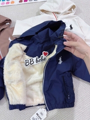 AOKID04-Áo gió trẻ em 2 lớp ló lông có mũ 3 màu