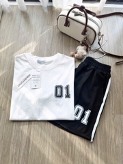 Set872-Set áo thun trắng 01 phối quần short đen