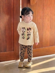 BT1004- Set 2 bộ thun dài tay MINIE hồng nâu cho bé gái