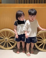 BT898-Combo 2 bộ KHỦNG LONG CỔ DÀI cộc tay cotton bé trai