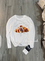 A661-Áo thun giấy BÁNH SỪNG Bò màu trắng dài tay