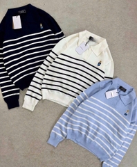 A388- Áo len polo dài tay thêu gấu 3 màu chuẩn hàng nhà máy