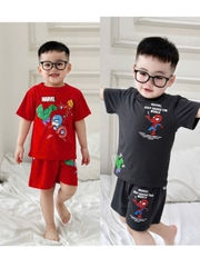 ✌🏻CB332- Combo 2 bộ cotton đỏ xám in siêu nhân dáng cộc