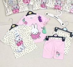 CB254-Combo 2 bộ THỎ BI màu hồng mix legging bé gái