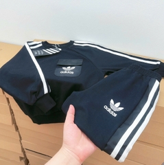 BN161-(9-26kg)-Bộ nỉ thu đông đen sọc trắng ADD bé trai VNXK