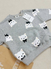 BN158-(8-26kg) Bộ nỉ thu đông bé gái mèo xám VNXK