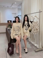 Set1021- Set Thun giấy mickey màu be quần cộc