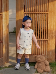 BT857-COMBO 3 bộ thun sát nách xanh trắng cho bé 9-25kg