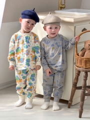BT1022-combo 2 bộ cotton dài tay KHỦNG LONG VŨ TRỤ trẻ em